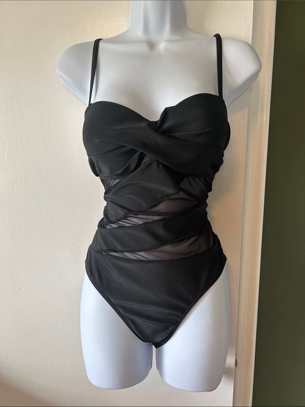 Black Twist-Front One-Piece Swimsuit